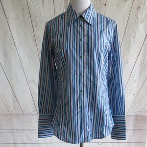 Faconnable Multicolor Stripe 100% Cotton Button Down Long Sleeve Shirt - Size 36